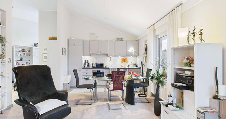 Wohnung Innenraum Küche Und Essbereich